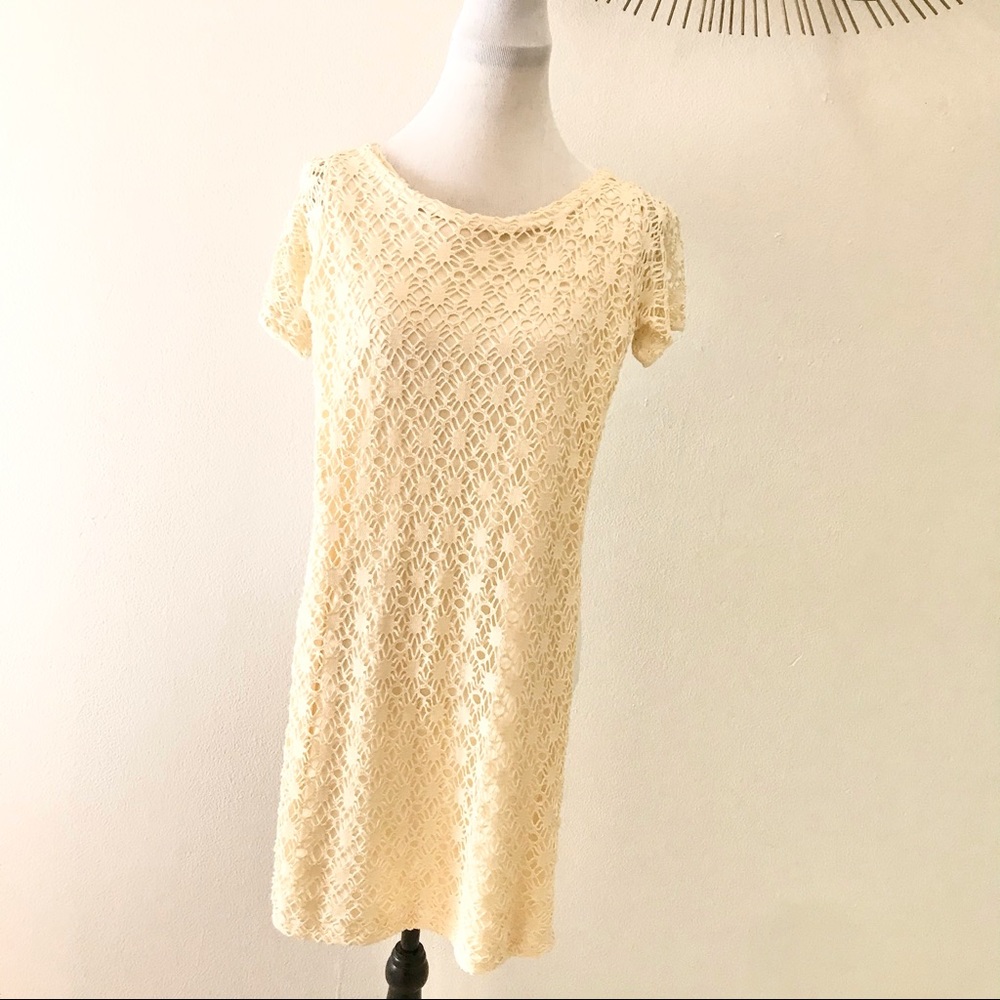 VTG ‘90s Cream Crochet Dress M